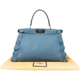 Fendi Blue Leather Peekaboo Wave Handbag