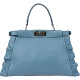 Fendi Blue Leather Peekaboo Wave Handbag