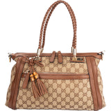 Gucci GG Monogram Marque Bamboo Handbag