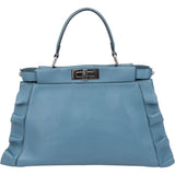 Fendi Blue Leather Peekaboo Wave Handbag