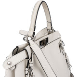 Fendi White Leather Whipstitch Peekaboo Handbag