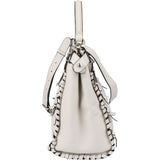Fendi White Leather Whipstitch Peekaboo Handbag