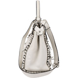 Fendi White Leather Whipstitch Peekaboo Handbag