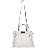 Fendi White Leather Whipstitch Peekaboo Handbag