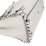 Fendi White Leather Whipstitch Peekaboo Handbag