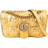 Gucci Limited Golden Leather Pearly Marmont Crossbody Bag