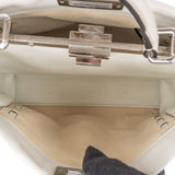 Fendi White Leather Whipstitch Peekaboo Handbag