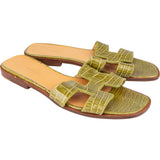 Hermès Green Crocodile Oran Sandals (36)