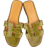Hermès Green Crocodile Oran Sandals (36)