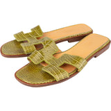Hermès Green Crocodile Oran Sandals (36)
