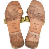 Hermès Green Crocodile Oran Sandals (36)