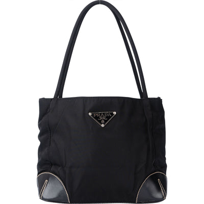 Prada Black Nylon Triangle Handbag - vintageandkickz