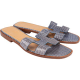 Hermès Bleu Crocodile Oran Sandals (36)