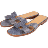 Hermès Bleu Crocodile Oran Sandals (36)