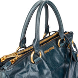 Miu Miu Blue Leather City Handbag