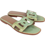 Hermès Green Lizard Leather Omaha Aloha Sandals (37)