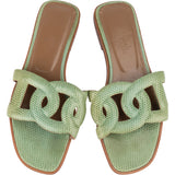 Hermès Green Lizard Leather Omaha Aloha Sandals (37)