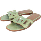 Hermès Green Lizard Leather Omaha Aloha Sandals (37)