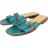 Hermès Bleu Lizard Leather Oran Sandals (36)