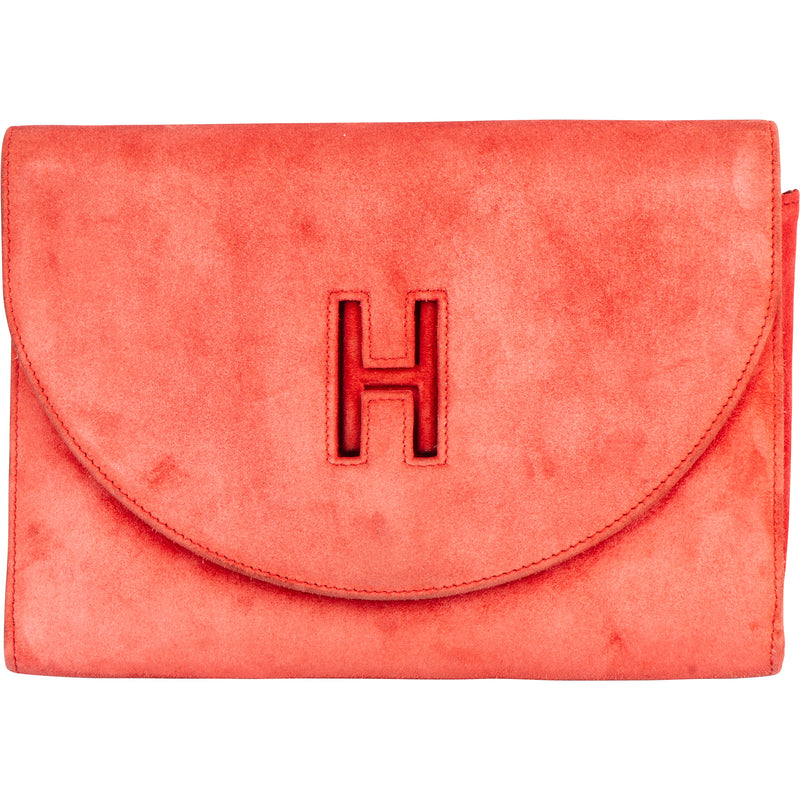 Hermès Suede H Clutch Jige - vintageandkickz