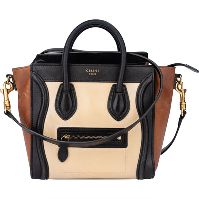 Celine Tricolor Leather Luggage Handbag - vintageandkickz