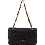 Chanel Quilted Lambskin 24K Gold Medium Double Flap Crossbody Bag