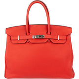 Hermès Rouge Togo Leather Birkin 35 Handbag