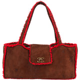 Chanel Suede Turnlock Teddy Handbag