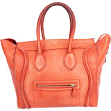 Celine Orange Leather Luggage Handbag