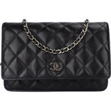 Chanel Quilted Lambskin Palladium Wallet On Chain Crossbody Bag