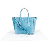 Prada Bleu Suede Vitello Handbag