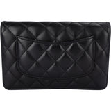 Chanel Quilted Lambskin Palladium Wallet On Chain Crossbody Bag