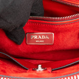 Prada Red Leather Two Way Twin Zip Handbag