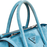 Prada Bleu Suede Vitello Handbag