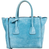 Prada Bleu Suede Vitello Handbag