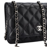 Chanel Quilted Lambskin Palladium Wallet On Chain Crossbody Bag