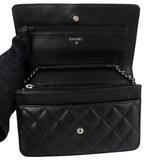 Chanel Quilted Lambskin Palladium Wallet On Chain Crossbody Bag