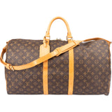 Louis Vuitton Canvas Monogram Keepall 55 Bandouliere