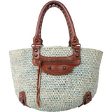 Balenciaga Raffia Panier City Handbag