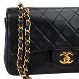Chanel Quilted Lambskin 24K Gold Small Double Flap Crossbody Bag