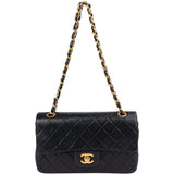Chanel Quilted Lambskin 24K Gold Small Double Flap Crossbody Bag