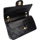 Chanel Quilted Lambskin 24K Gold Small Double Flap Crossbody Bag