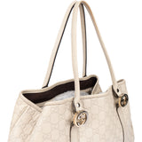Gucci White Leather Twin GG Handbag