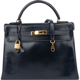 Hermès Bleu Boxcalf Kelly 32 Handbag