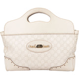 Gucci White Leather GG Horsebit Handbag