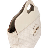 Gucci White Leather GG Horsebit Handbag