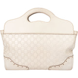 Gucci White Leather GG Horsebit Handbag