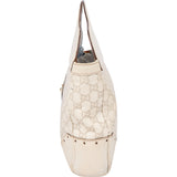 Gucci White Leather GG Horsebit Handbag