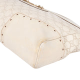 Gucci White Leather GG Horsebit Handbag