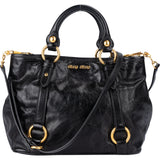 Miu Miu Black Leather Classic City Handbag